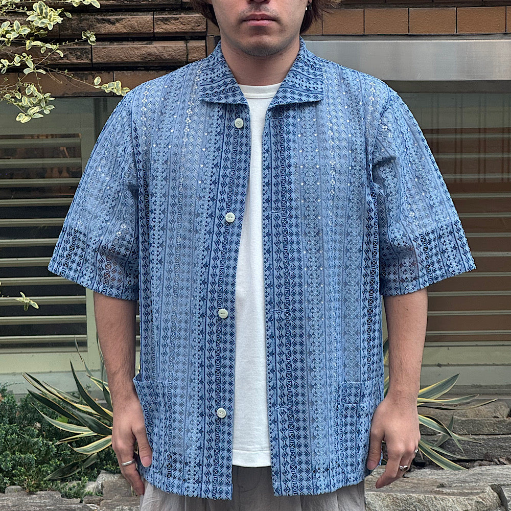Needles - S/S Widespread Collar Shirt - Raschel Lace - SX284 – Sun
