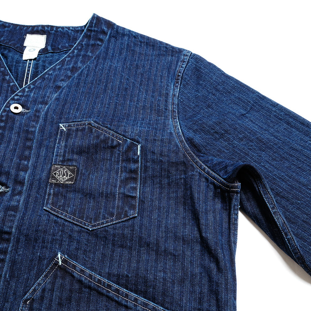 POST O'ALLS Engineer's Jacket Herringbone Denim-Double Indigo