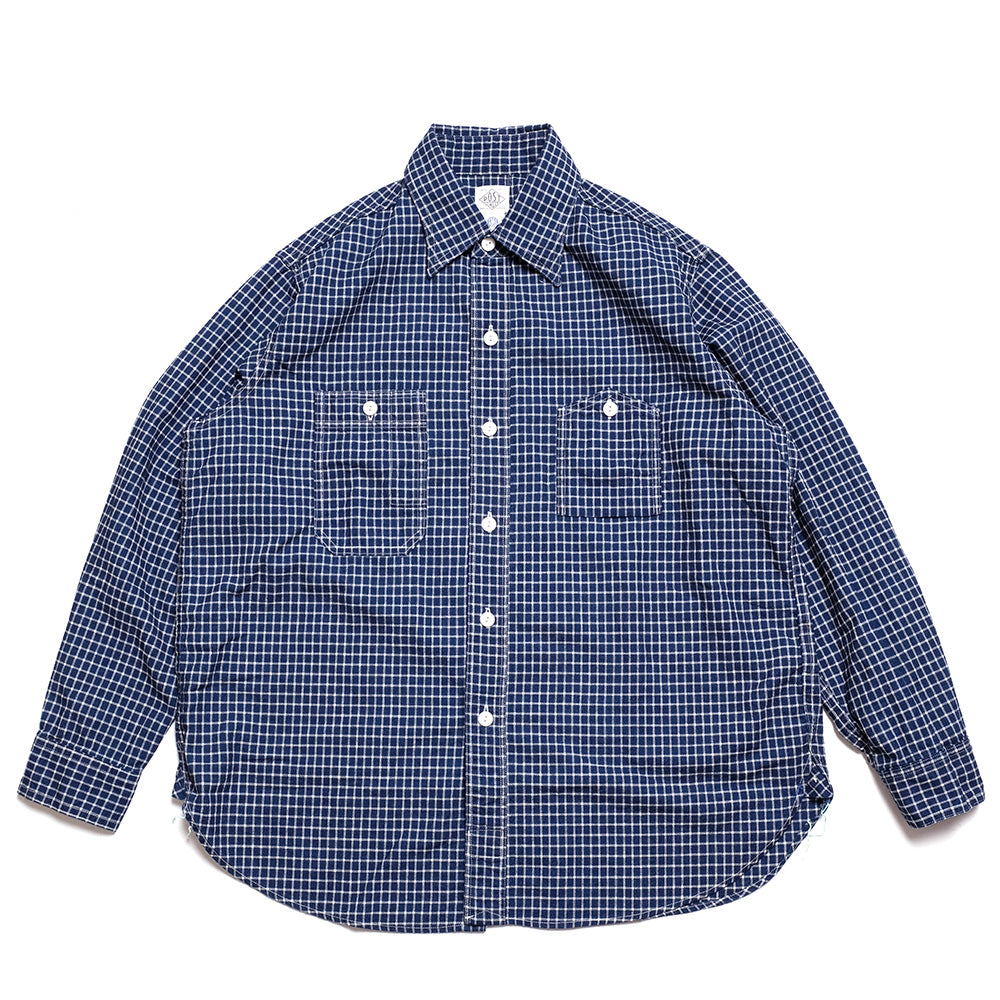 POST O'ALLS No. 6 Shirt Cotton/Linen Check 1 Indigo 1206-CLC1