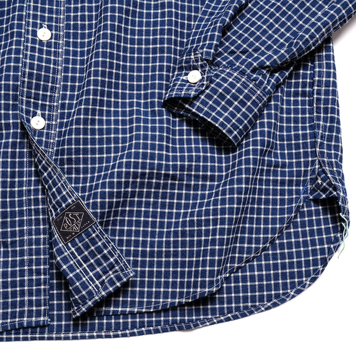 POST O'ALLS - No. 6 Shirt - Cotton/Linen Check 1 Indigo - 1206-CLC1