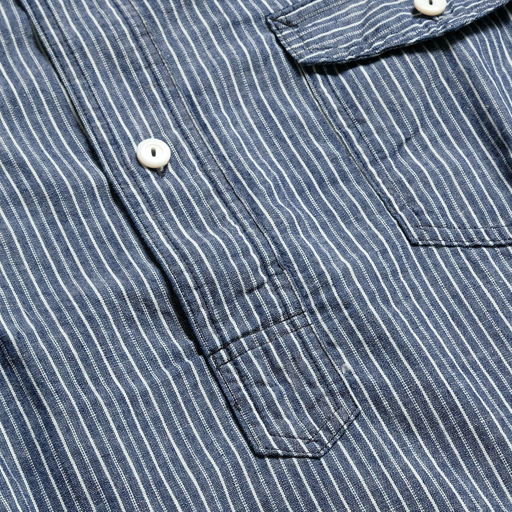 POST O'ALLS - NAVY CUT S/S - stripe chambray indigo - 3213S-SC