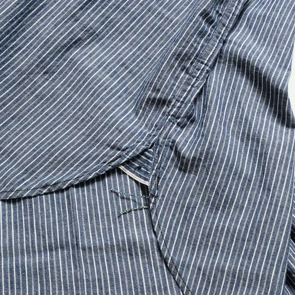 POST O'ALLS - NAVY CUT S/S - stripe chambray indigo - 3213S-SC
