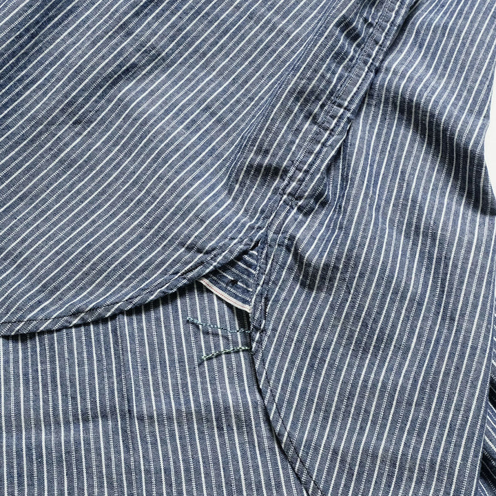 POST O'ALLS - NAVY CUT S/S - stripe chambray indigo - 3213S-SC