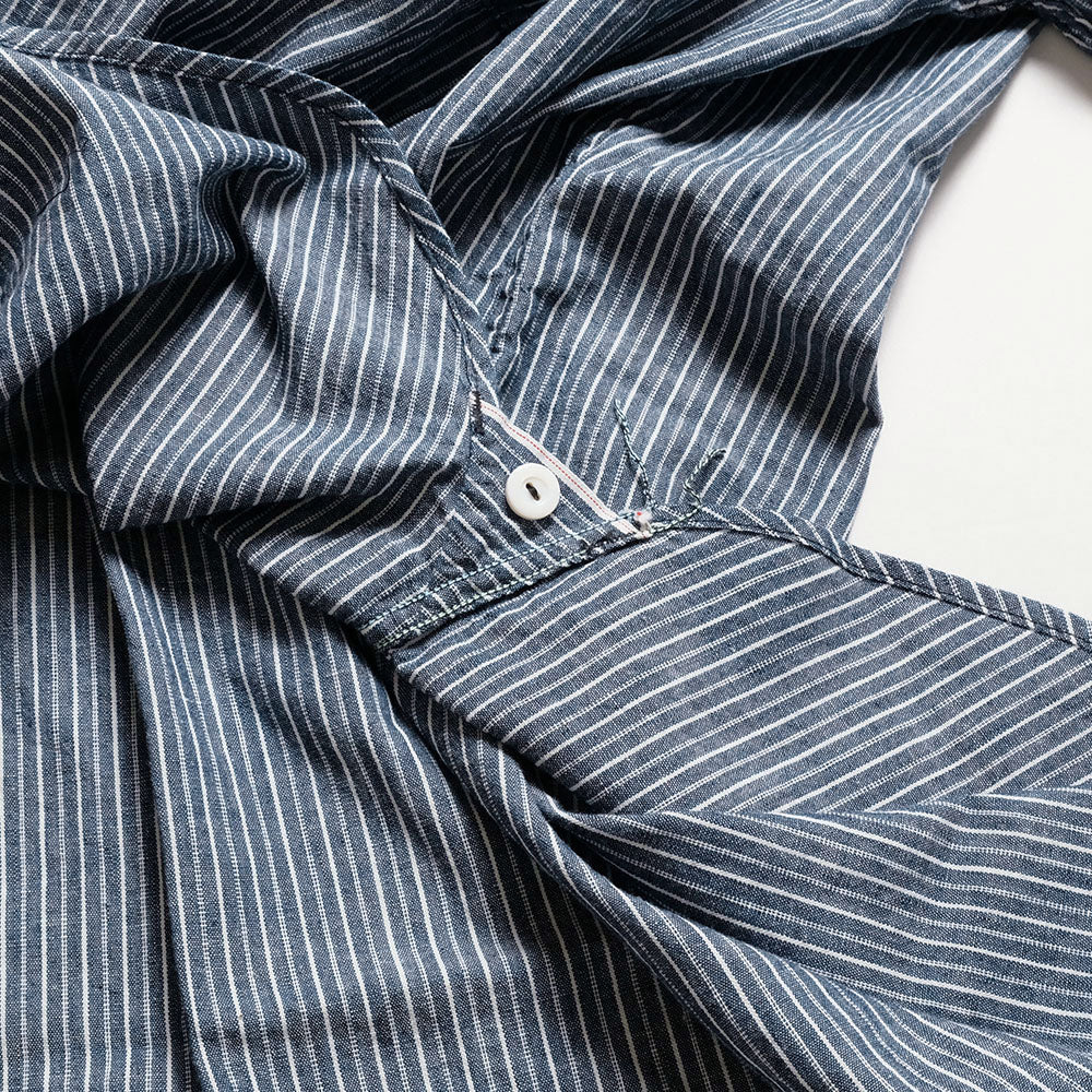 POST O'ALLS - NAVY CUT S/S - stripe chambray indigo - 3213S-SC