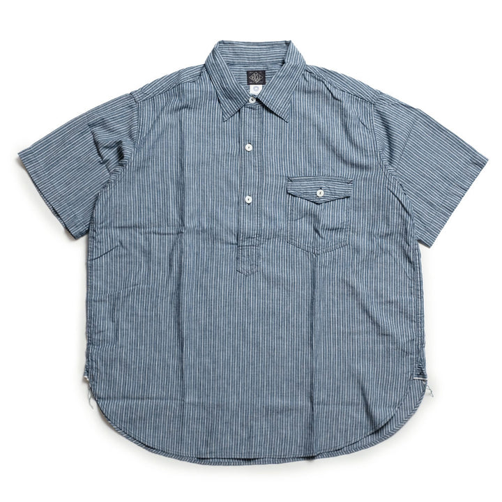 POST O'ALLS - NAVY CUT S/S - stripe chambray indigo - 3213S-SC