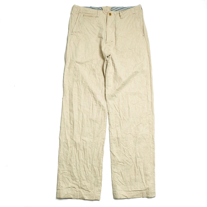 BURGUS PLUS - Military Trousers - Ecru Linen / Cotton Selvedge Denim - Lot.402Z-11-OFW