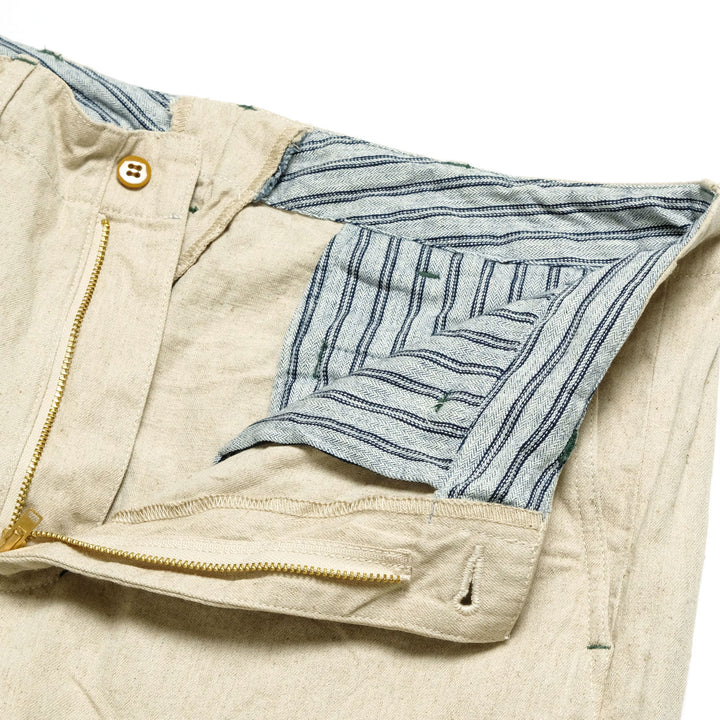 BURGUS PLUS - Military Trousers - Ecru Linen / Cotton Selvedge Denim - Lot.402Z-11-OFW
