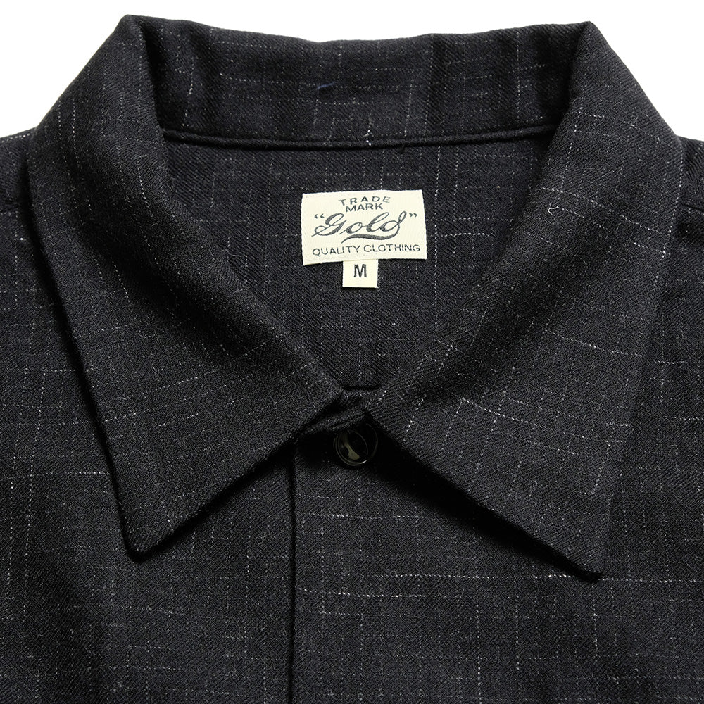 GOLD - Super 120's WOOL CHECK OPEN SHIRT - GL29548
