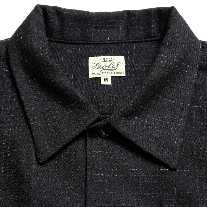 GOLD - Super 120's WOOL CHECK OPEN SHIRT - GL29548