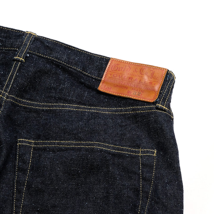 GOLD - RECYCLED WASTE SUVIN COTTON YARN 11.5oz. DENIM 5POCKET WIDE PANTS - GL42472A