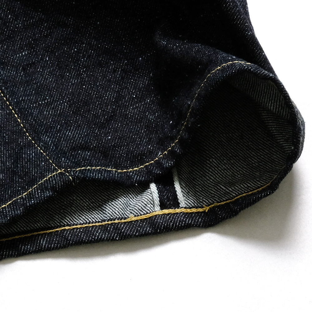 GOLD - RECYCLED WASTE SUVIN COTTON YARN 11.5oz. DENIM 5POCKET WIDE PANTS - GL42472A