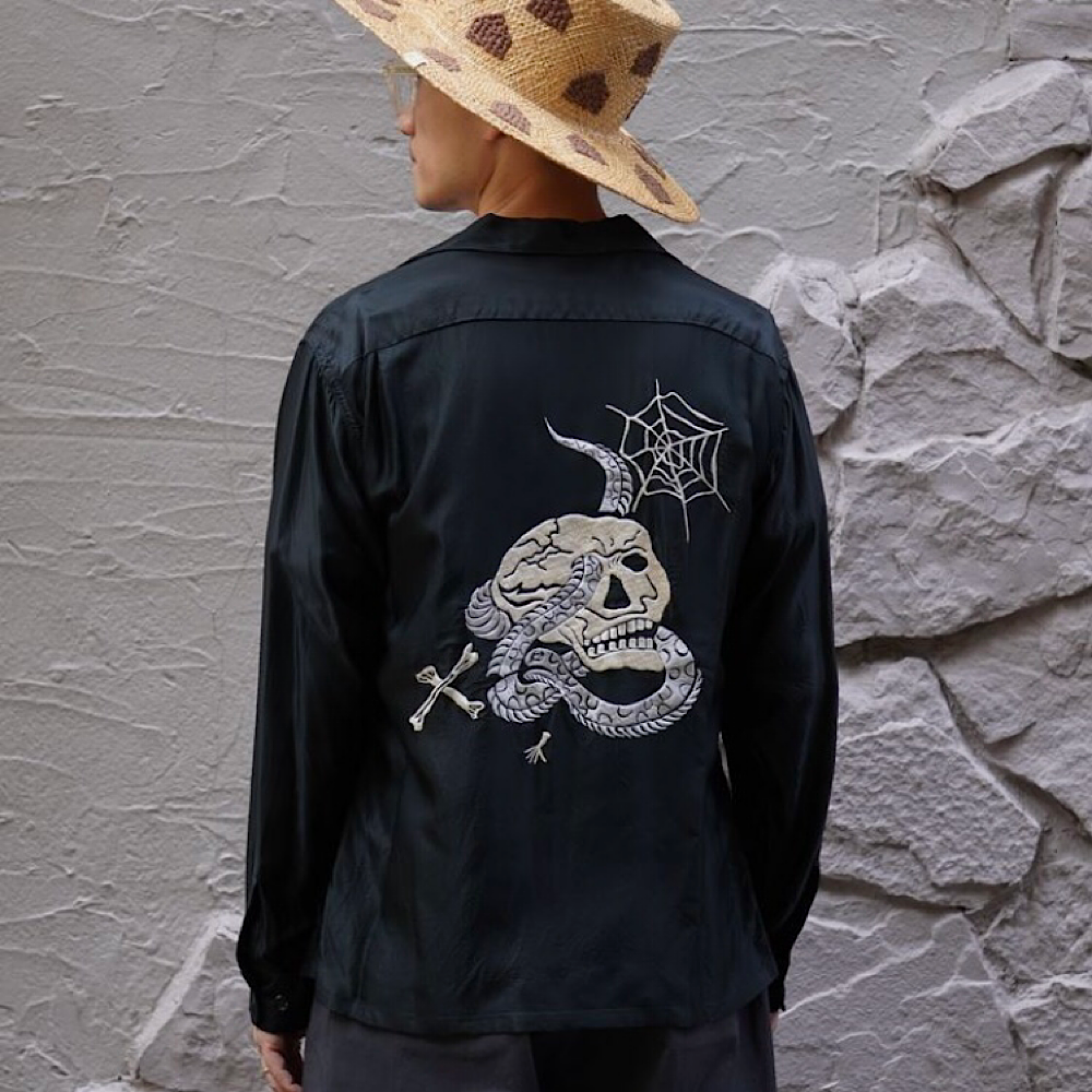 GOLD - ACETATE SUKA(SOUVENIR JACKET) SHIRT - SKULL -GL29340