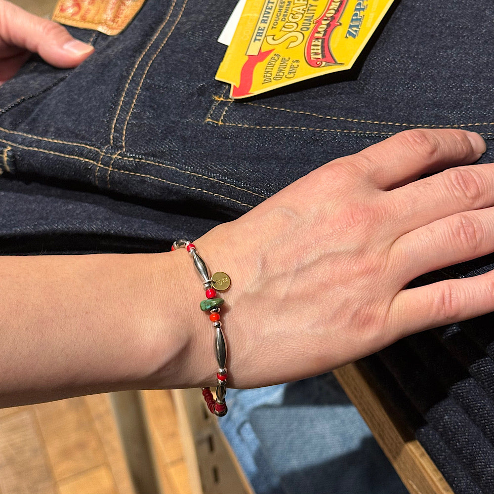 SUN HOUSE - Exclusive】SunKu - Pipe Beads Bracelet - White heart