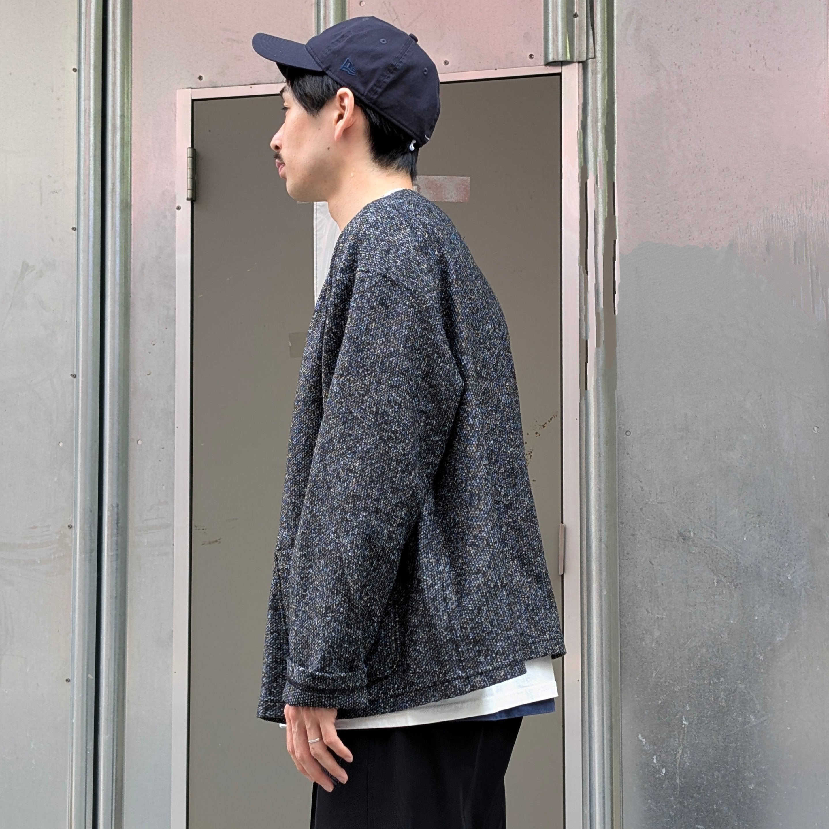 Engineered Garments Charcoal Wool Poly Melange Knit Cardigan PS090