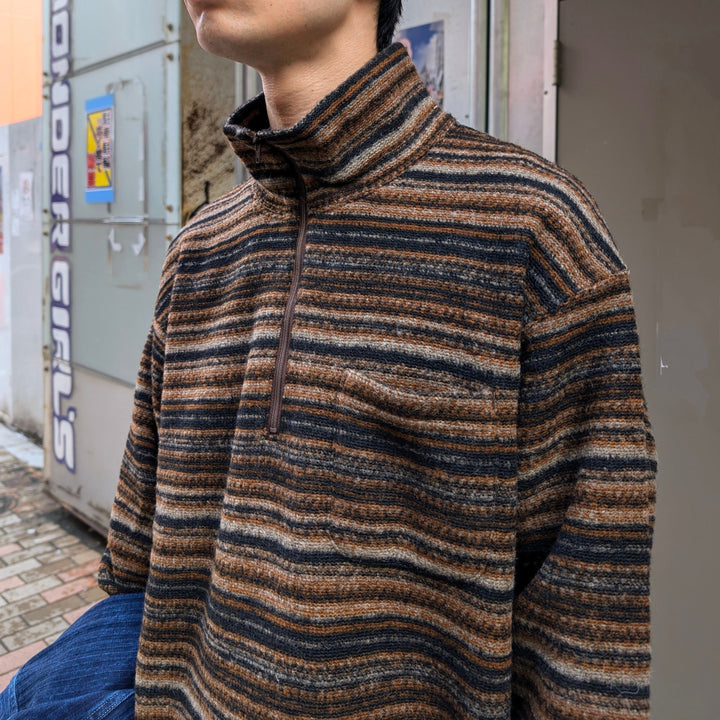 Engineered Garments - Zip Mock Neck - Fair Isle Stripe Sweater Knit - PS098