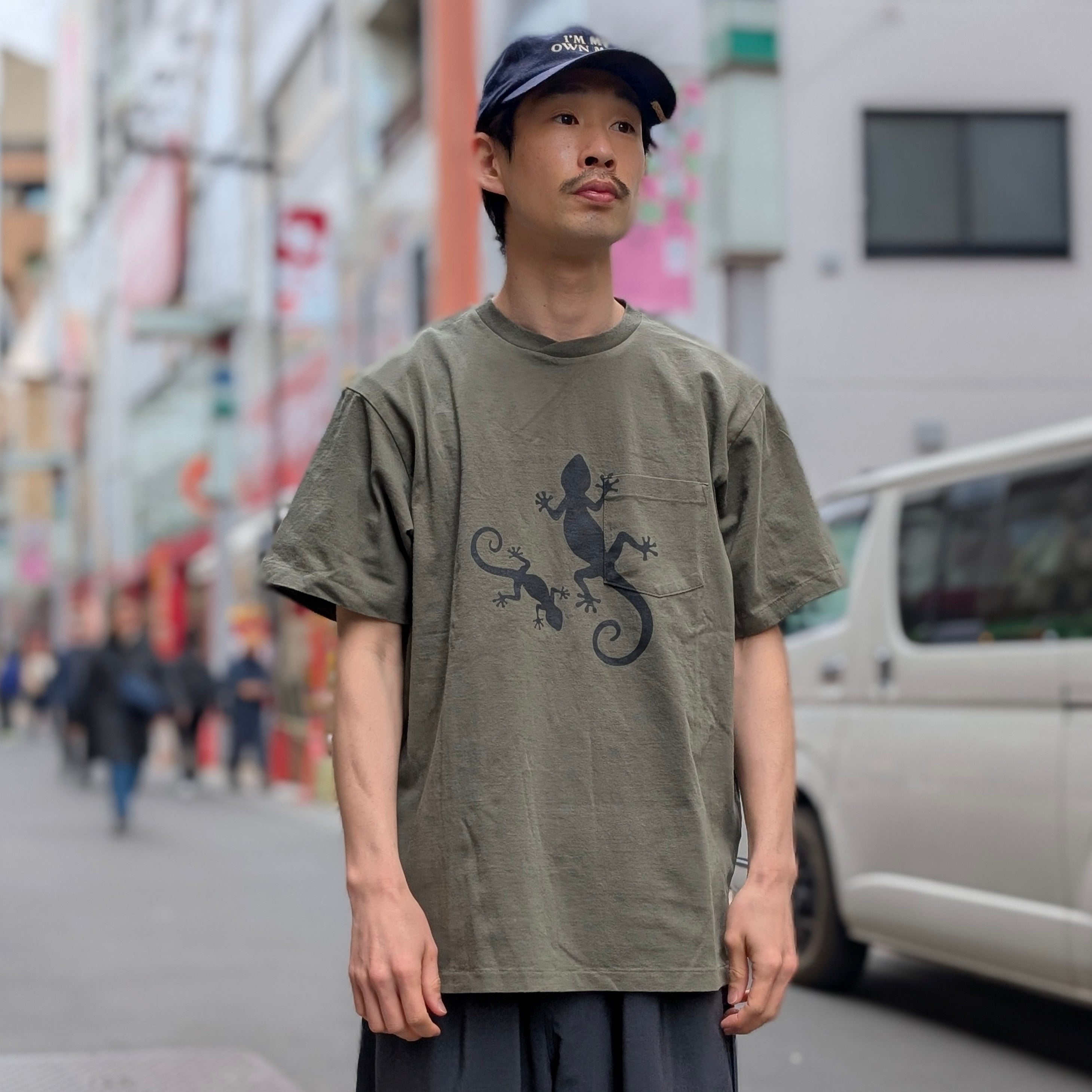 Engineered Garments - Printed Cross Crew Neck T-shirt - Gecko
