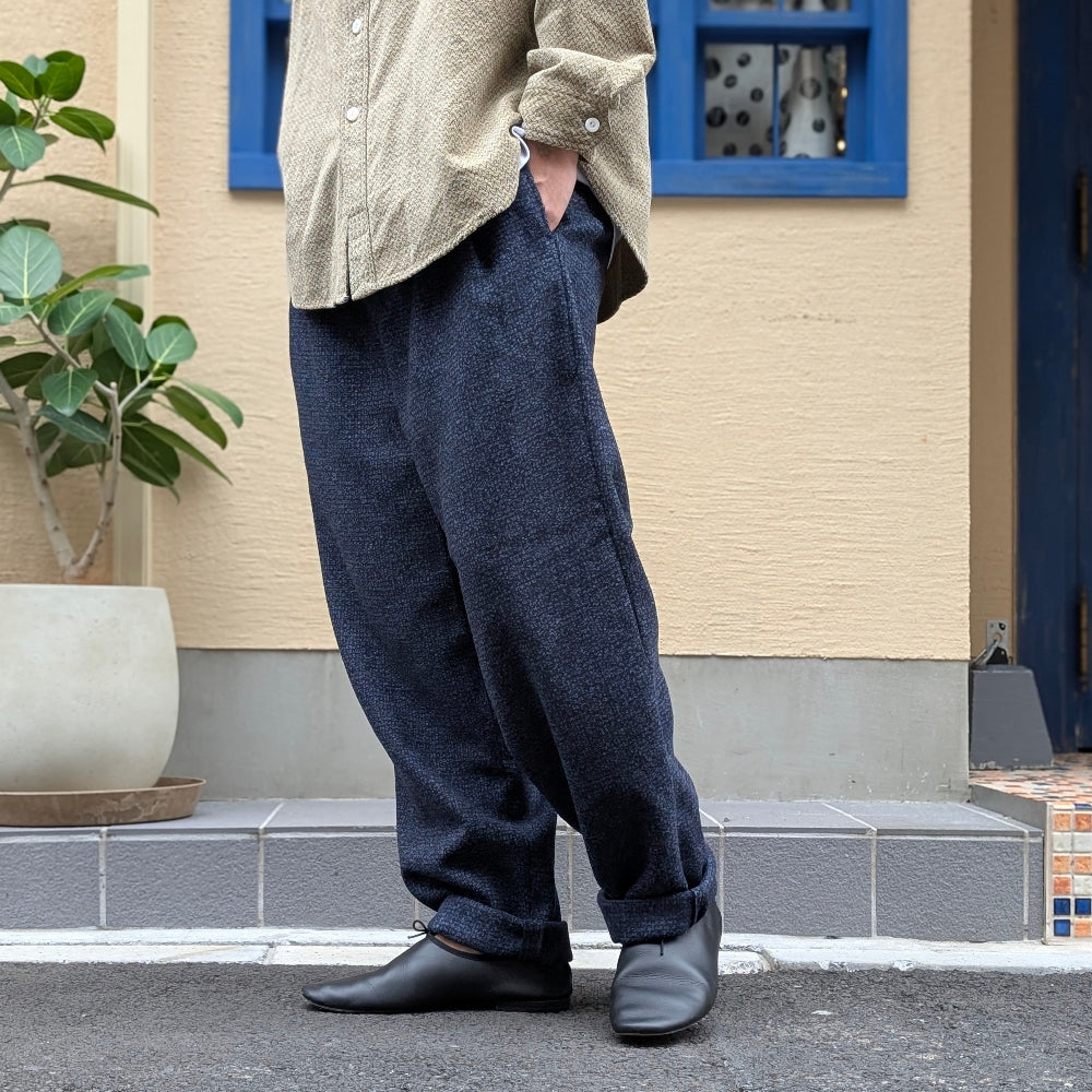 FRANK LEDER - Navy Wool 2Tuck Drawstring Trouser - FL-0523023