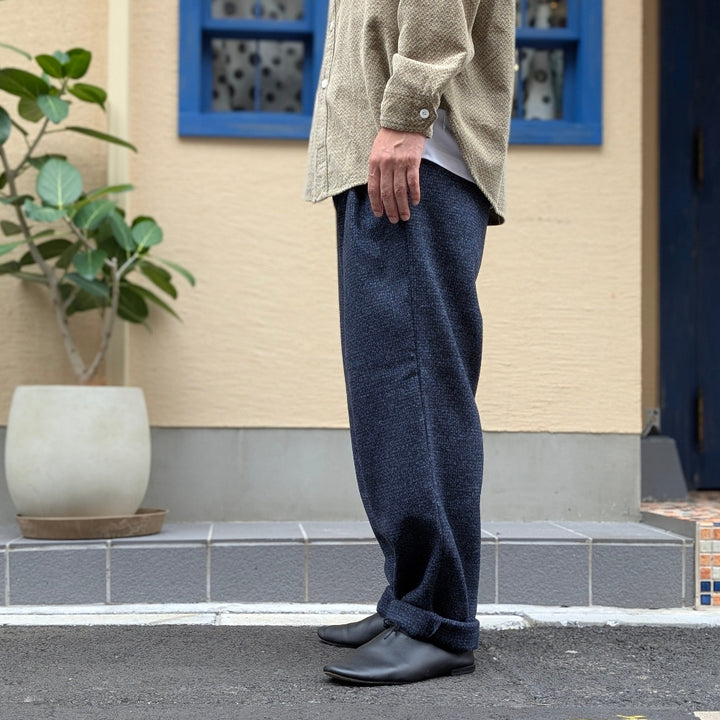 FRANK LEDER - Navy Wool 2Tuck Drawstring Trouser - FL-0523023