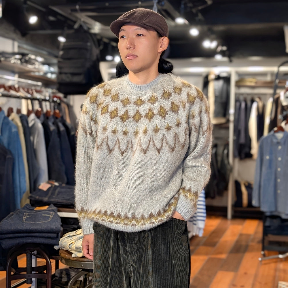 South2 West8 - Mohair Crew Neck Sweater - Nordic Skull - RW663