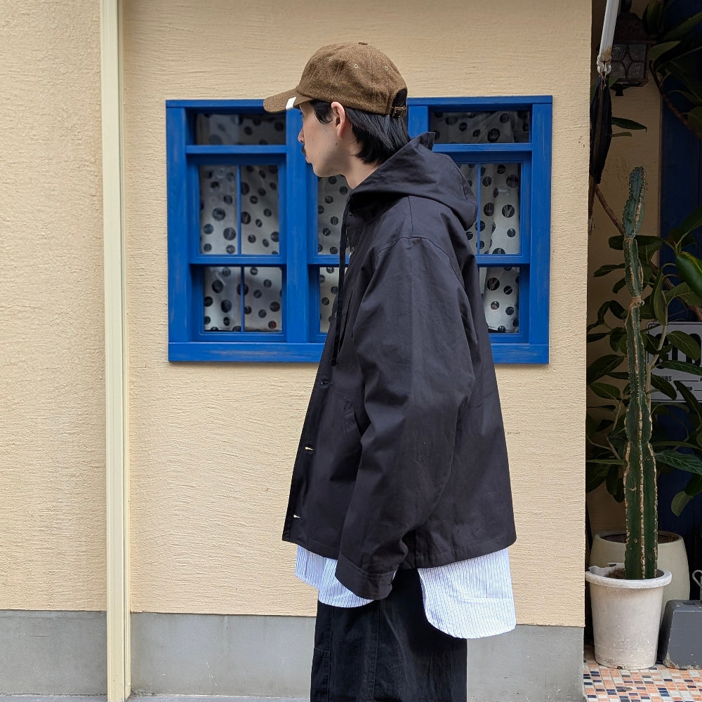 BRENA - Hood Coach Jacket - High Count Vintage Ox Black - HOOD-F25