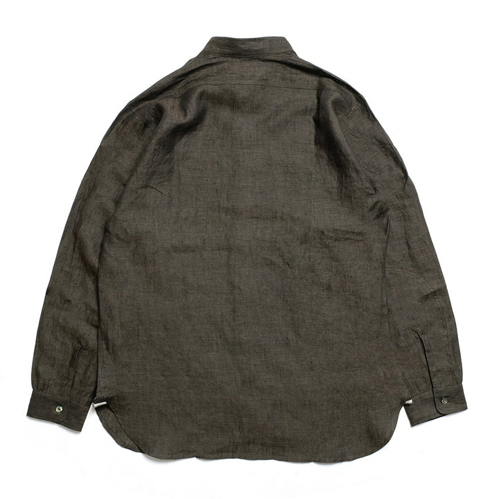 Needles - Band Collar Work Shirt - Linen Chambray - QV292