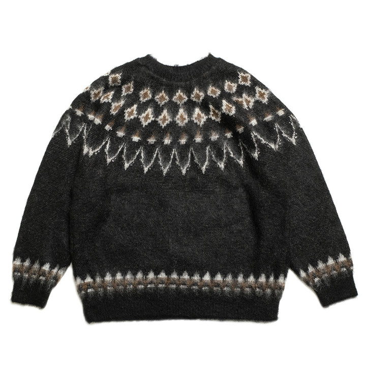 South2 West8 - Mohair Crew Neck Sweater - Nordic Skull - RW663