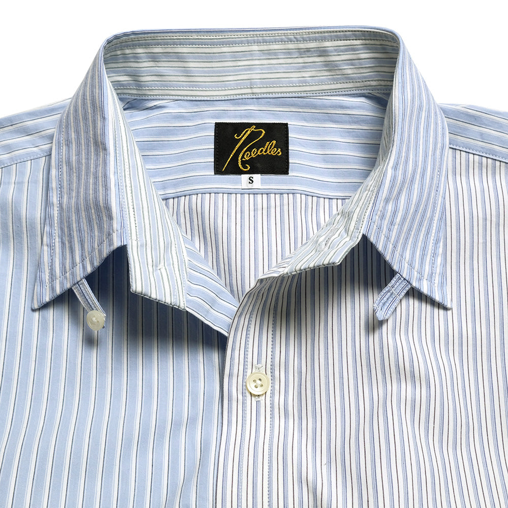 Needles - Combo Tab Collar Shirt - Cotton Typewriter Stripe - SX298