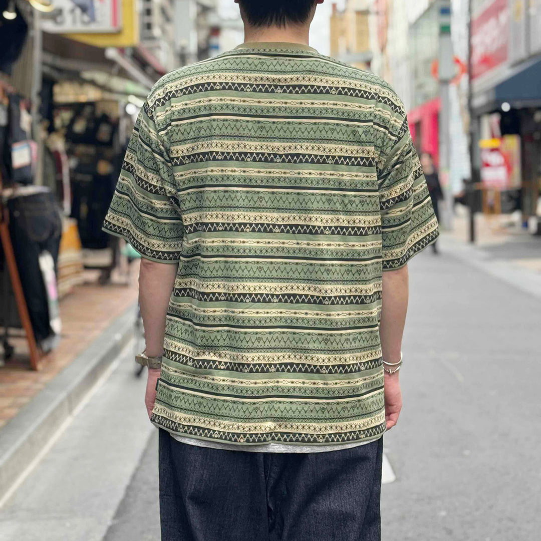 South2 West8 - S/S Crew Neck T-shirt - Stripe Jersey / Stripe Printed - SX738