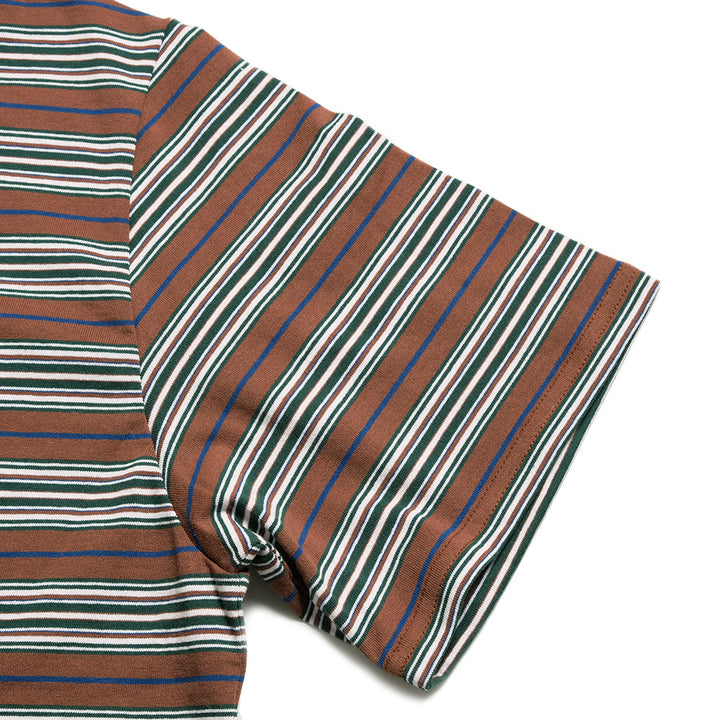 South2 West8 - S/S Round Pocket T-shirt - Cotton Multi Narrow Stripe Jersey - SX742