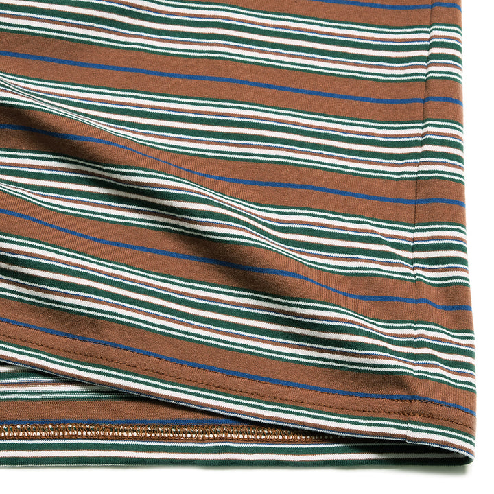 South2 West8 - S/S Round Pocket T-shirt - Cotton Multi Narrow Stripe Jersey - SX742