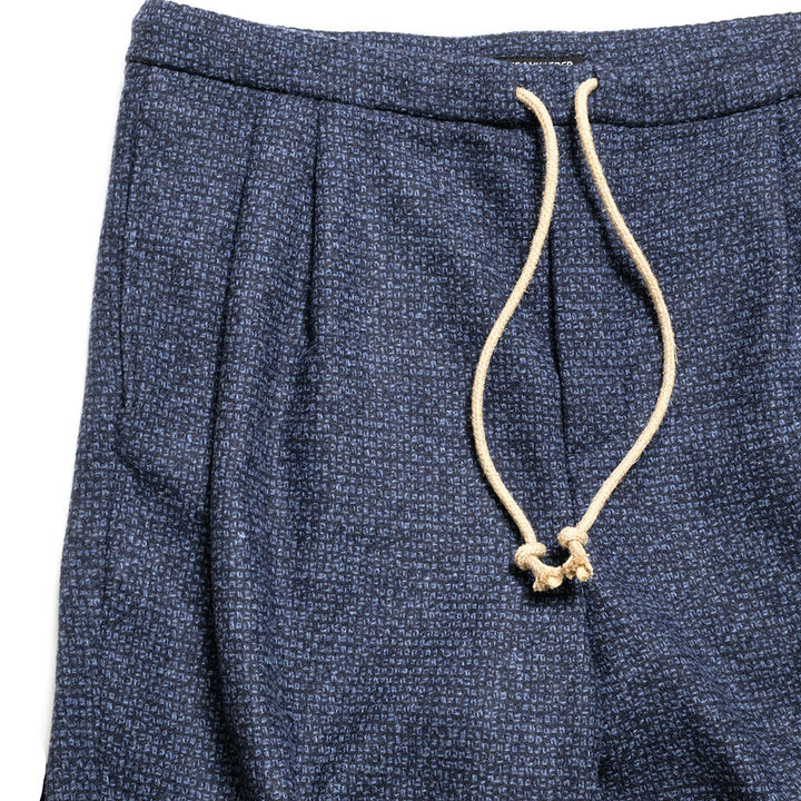 FRANK LEDER - Navy Wool 2Tuck Drawstring Trouser - FL-0523023