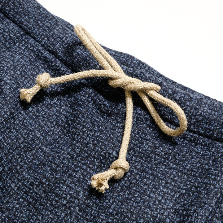 FRANK LEDER - Navy Wool 2Tuck Drawstring Trouser - FL-0523023