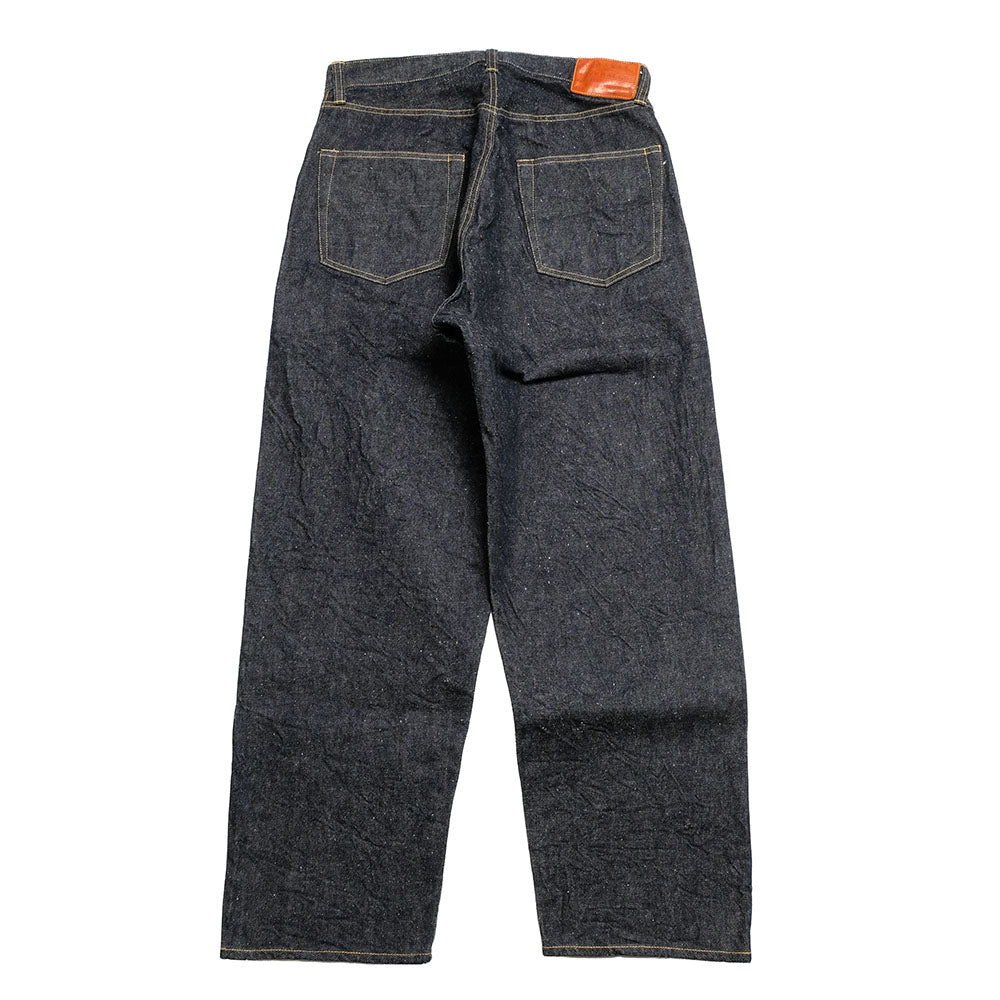 GOLD - RECYCLED WASTE SUVIN COTTON YARN 14oz. DENIM 5POCKET WIDE PANTS - GL42579A