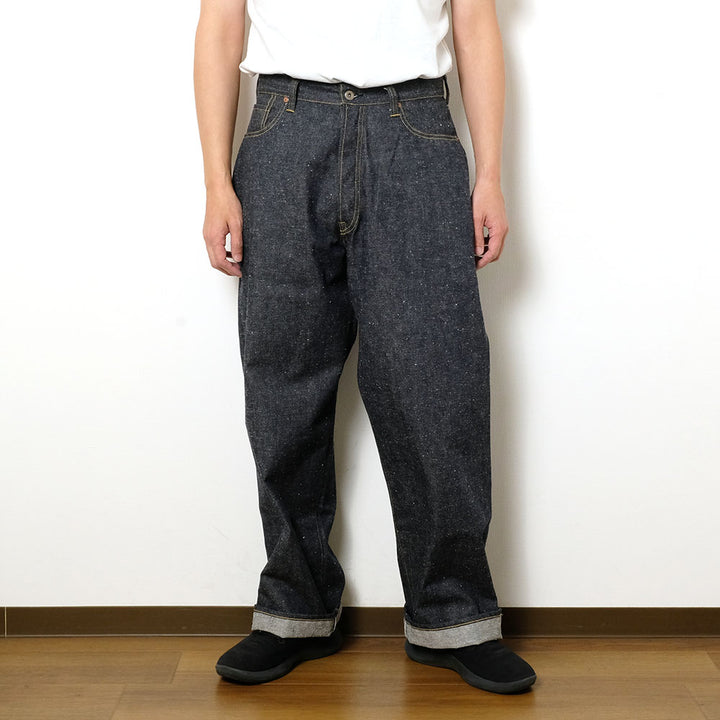 GOLD - RECYCLED WASTE SUVIN COTTON YARN 11.5oz. DENIM 5POCKET WIDE PANTS WWⅡ MODEL - GL42620N