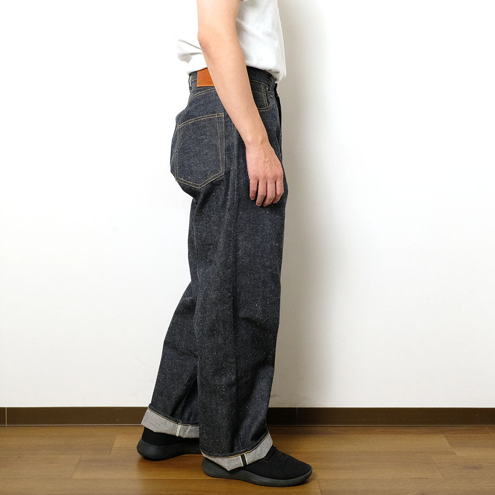 GOLD - RECYCLED WASTE SUVIN COTTON YARN 11.5oz. DENIM 5POCKET WIDE PANTS WWⅡ MODEL - GL42620N