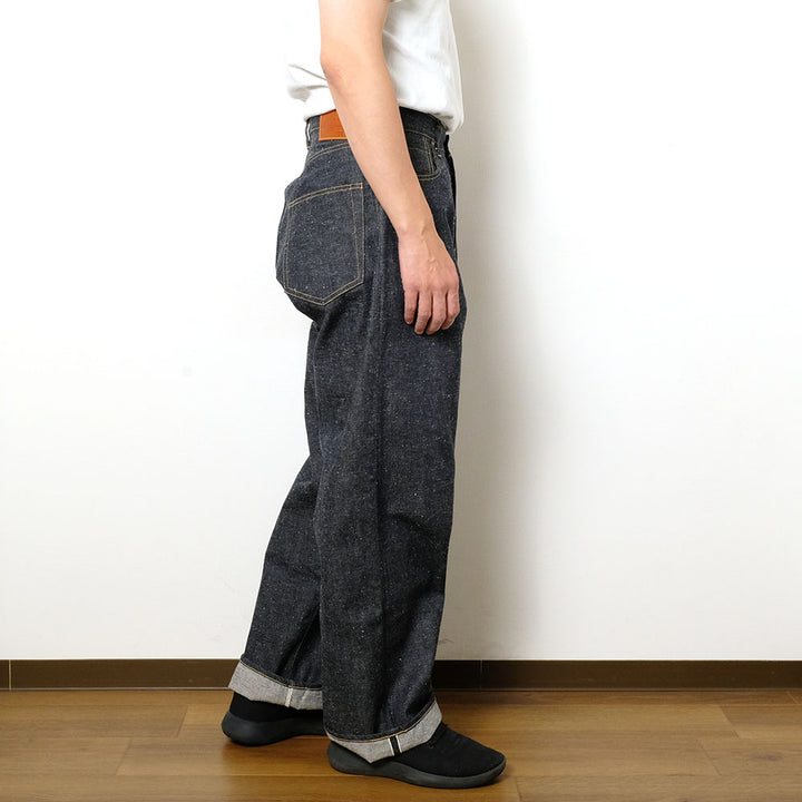GOLD - RECYCLED WASTE SUVIN COTTON YARN 11.5oz. DENIM 5POCKET WIDE PANTS WWⅡ MODEL - GL42620N
