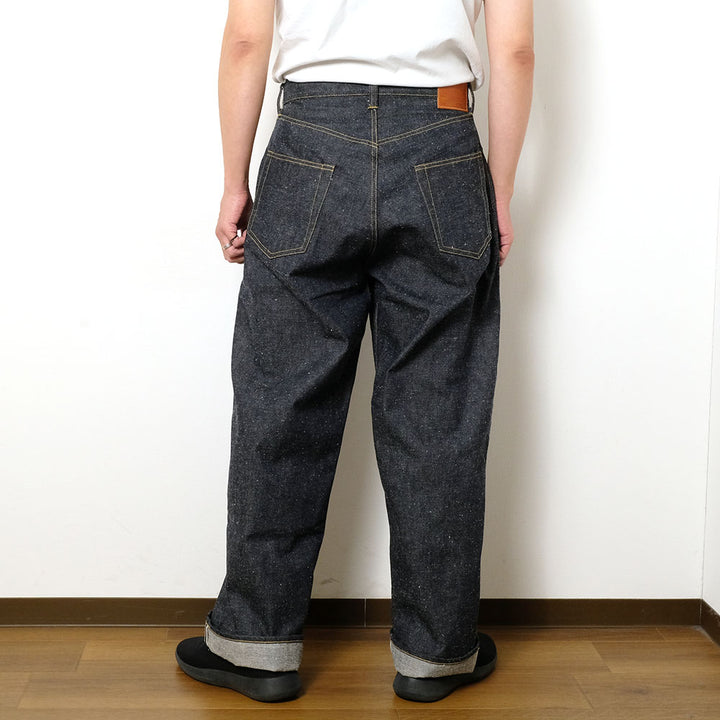 GOLD - RECYCLED WASTE SUVIN COTTON YARN 11.5oz. DENIM 5POCKET WIDE PANTS WWⅡ MODEL - GL42620N