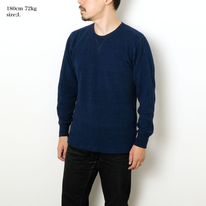 Burgus Plus - L/S Indigo Waffle Tee - HBP-015IDM