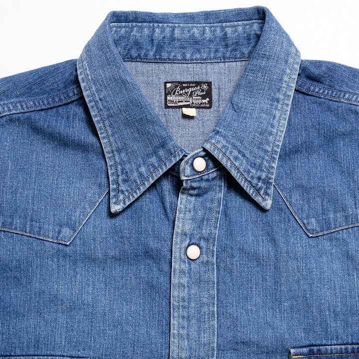 BURGUS PLUS - 8oz Denim Western Shirt - Mid Used - HBP-301WS-MU