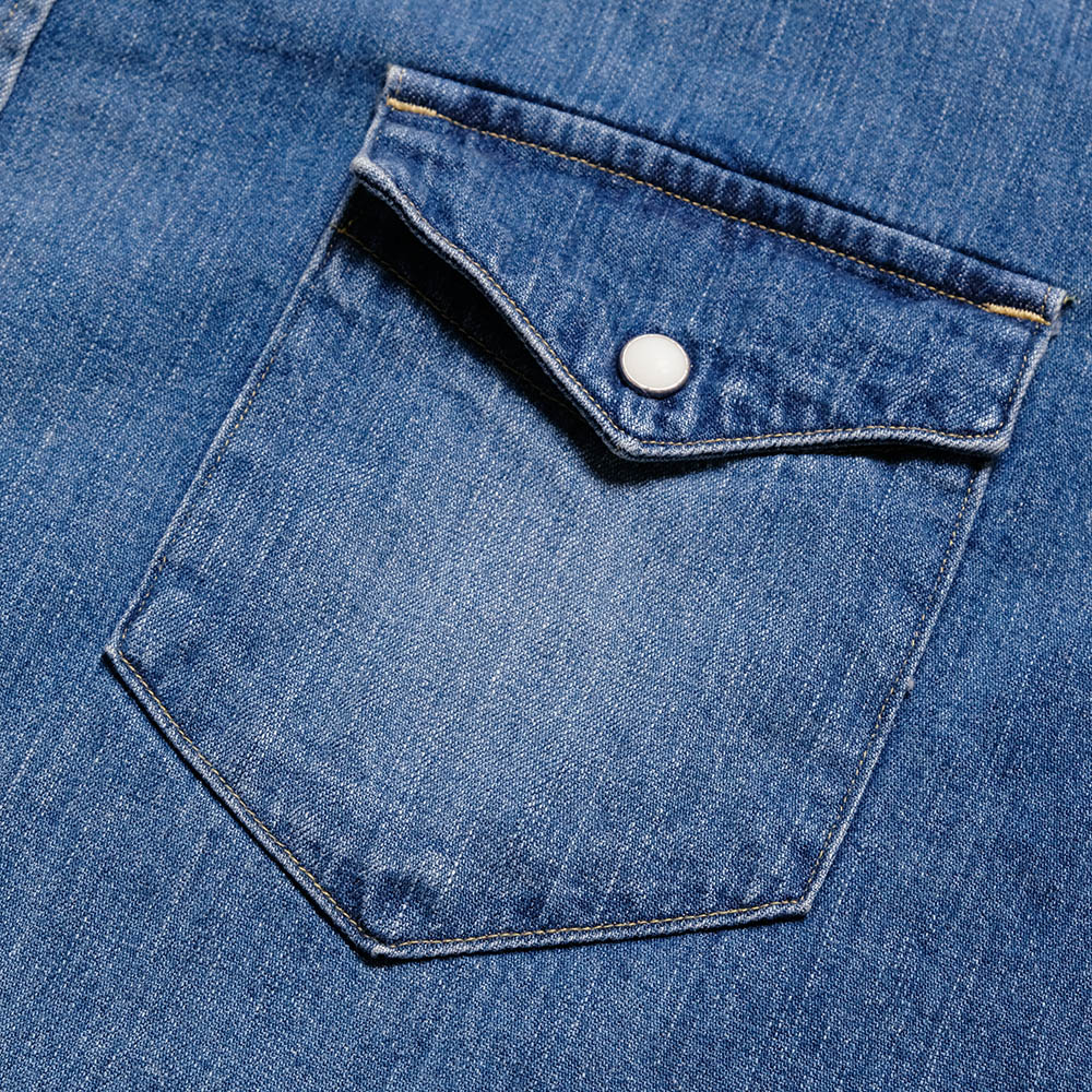 BURGUS PLUS - 8oz Denim Western Shirt - Mid Used - HBP-301WS-MU