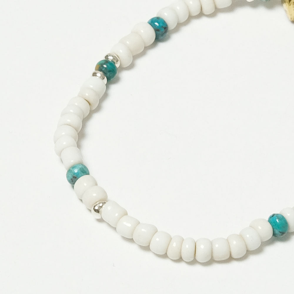 SunKu - Antique Beads Bracelet - White x Turquoise - LTD-023