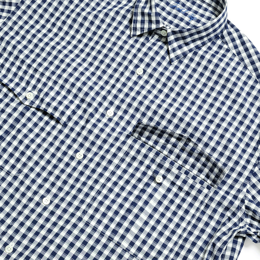 Porter Classic - ROLL UP GINGHAM CHECK SHIRT - NAVY – Sun House