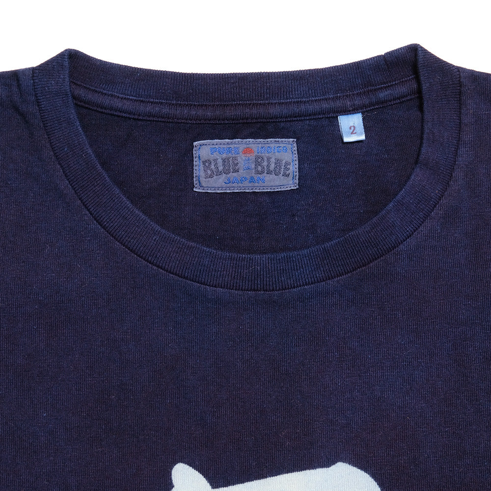 BLUE BLUE JAPAN - 無敵(Muteki: Invincible) Discharge Printing Indigo T-Shirts with KANTEI-RYU font