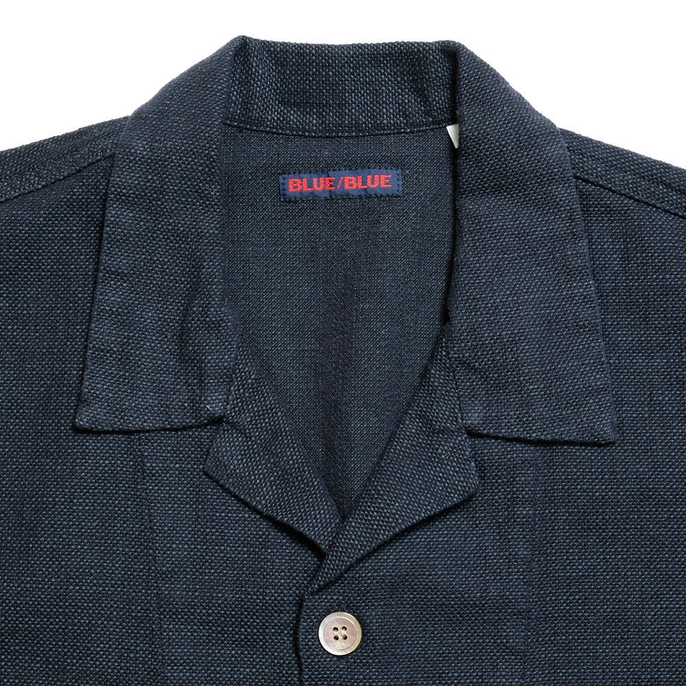 BLUE BLUE - Cotton Linen Pripela Open Collar Short Sleeve Shirt