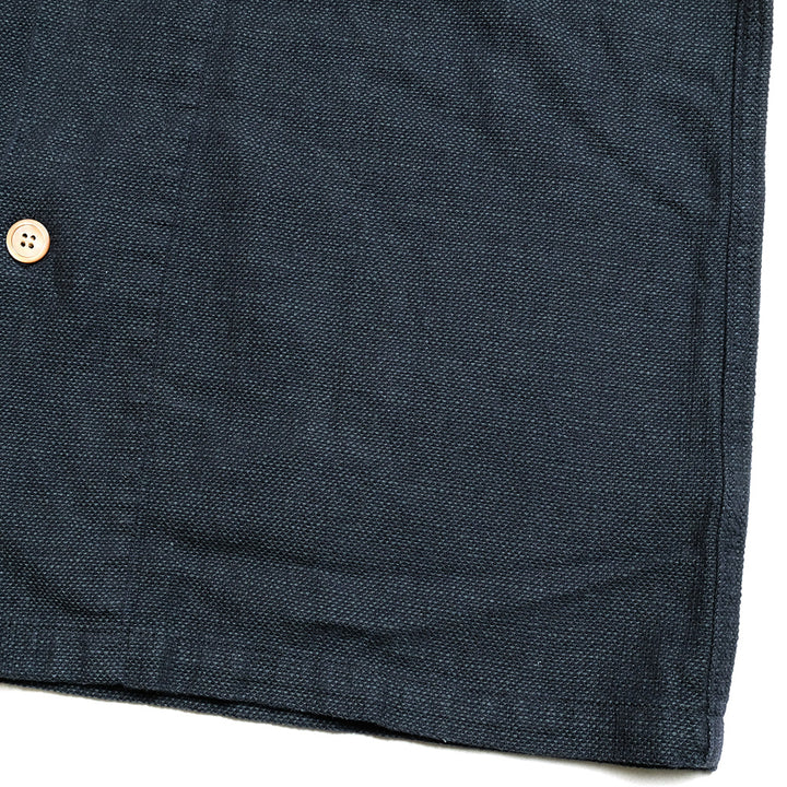 BLUE BLUE - Cotton Linen Pripela Open Collar Short Sleeve Shirt