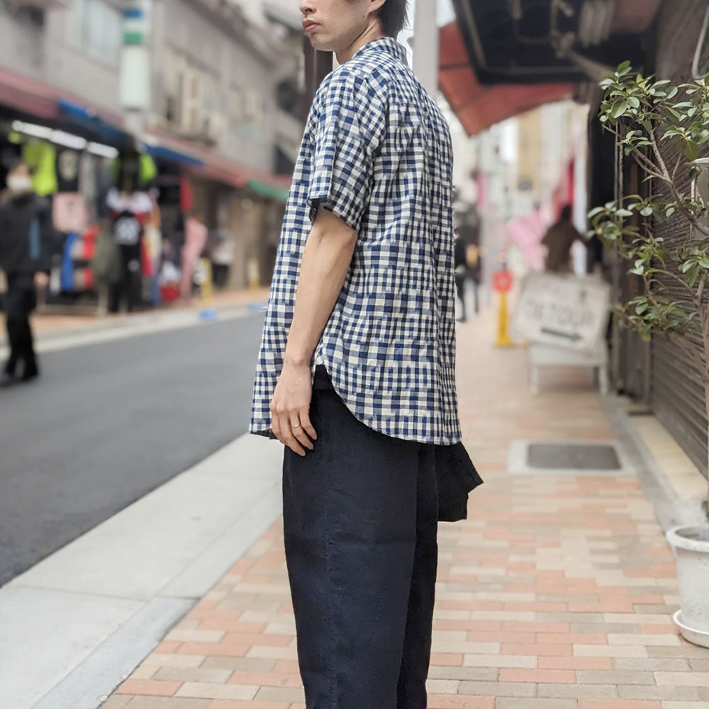 POST O'ALLS - NEUTRA 3 S/S - Ikat Check Navy - 3211S-ICN1 – Sun