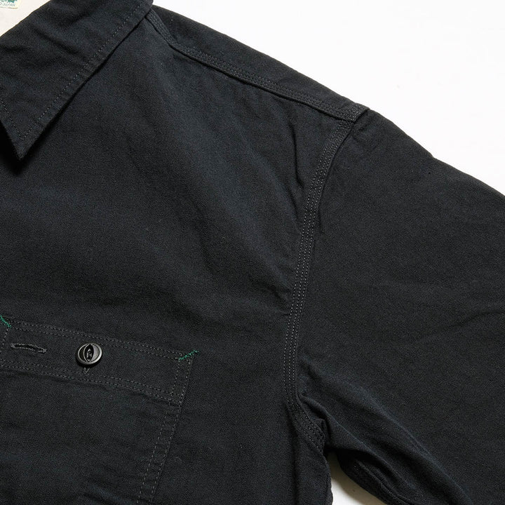 BURGUS PLUS - S/S Black × Black Chambray Work Shirt -